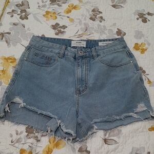 Cotton On Light Blue Distressed Jean Shorts